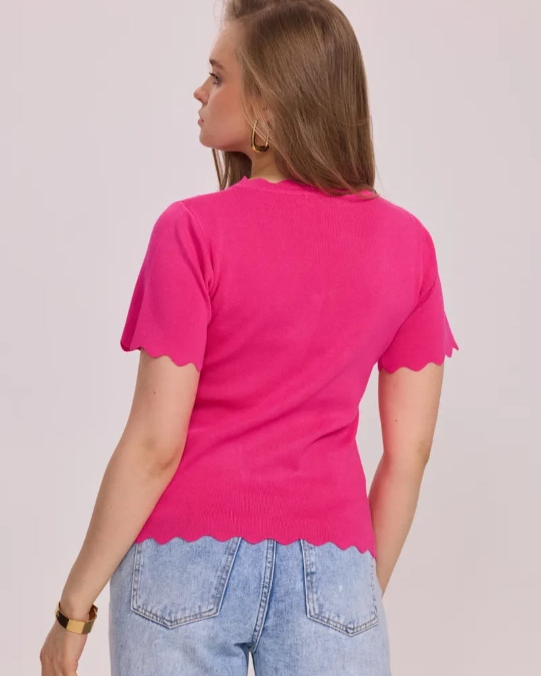 Trui ribble mouw I Fuchsia