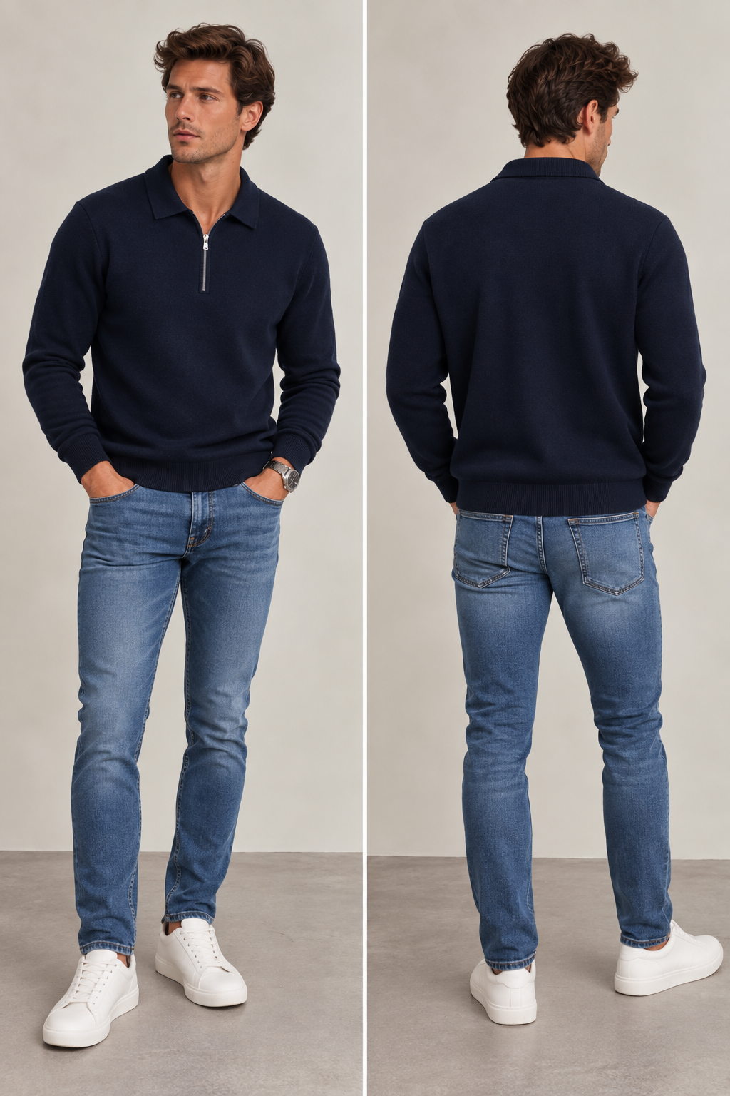 Heren Trui James Halfzip| Navy