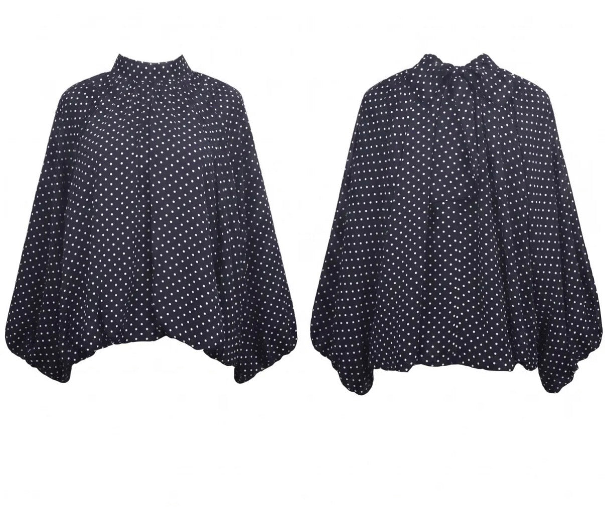 Blouse dots pofmouw I Navy
