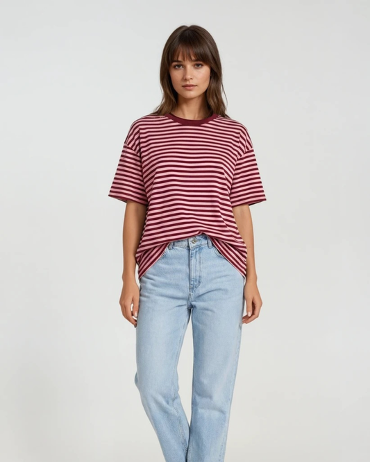 T-shirts Streep I Rose/ bordeau