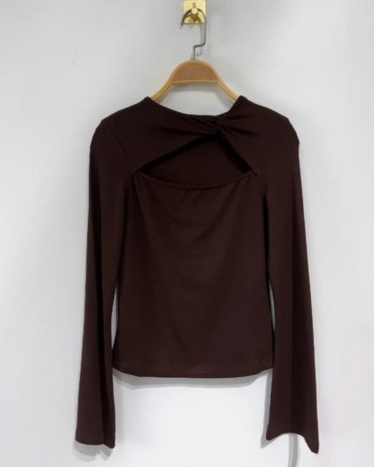 Top Vlinder mouw | Bruin