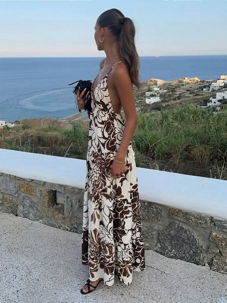 Jurk Monaco | Bruin/ beige