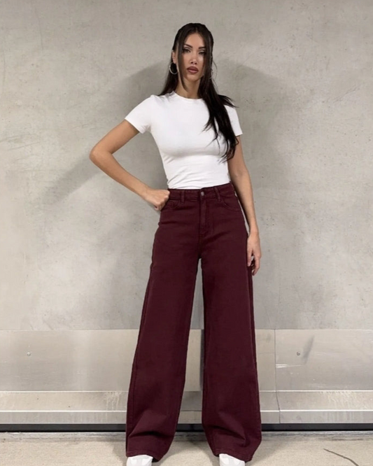 Wide-Leg Jeans | Bordeau
