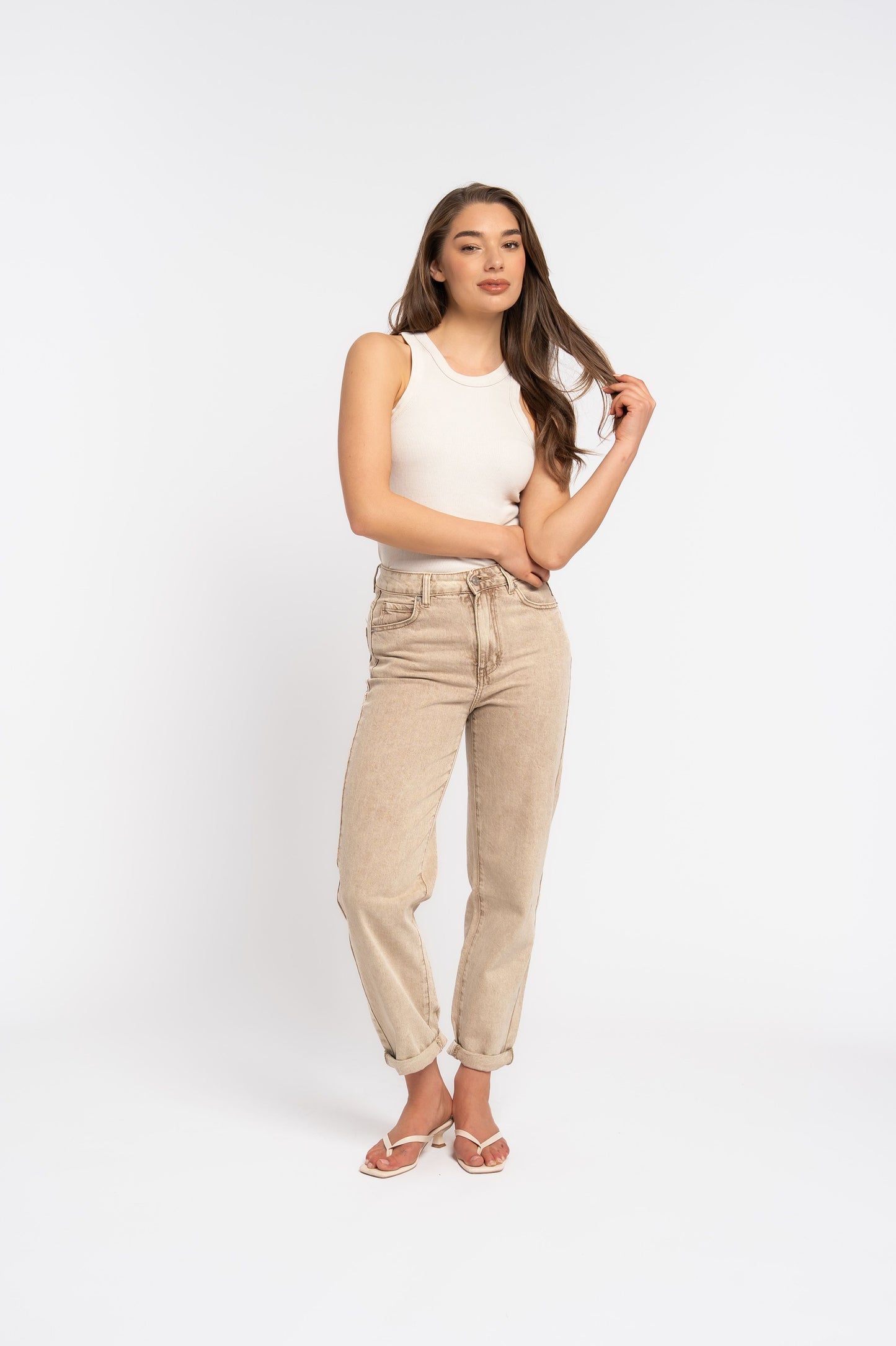 Mom-Fit | Beige/bruin