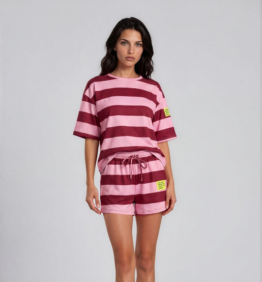 Comfy set badge summer streep I rose/bordeaux