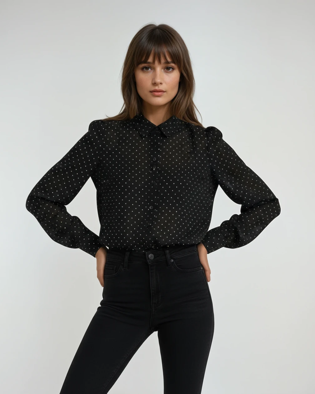 Blouse Strass | Zwart