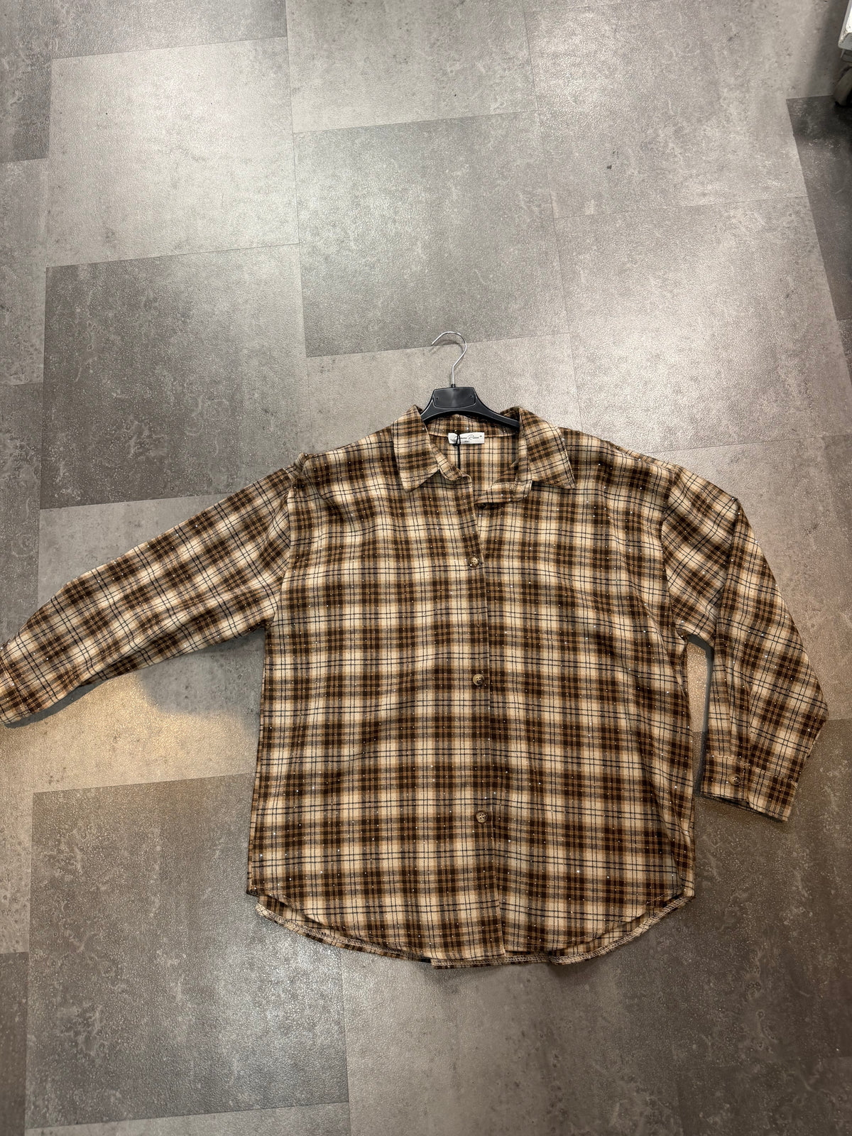 Blouse Ruit glitter Damy I Beige/Taupe