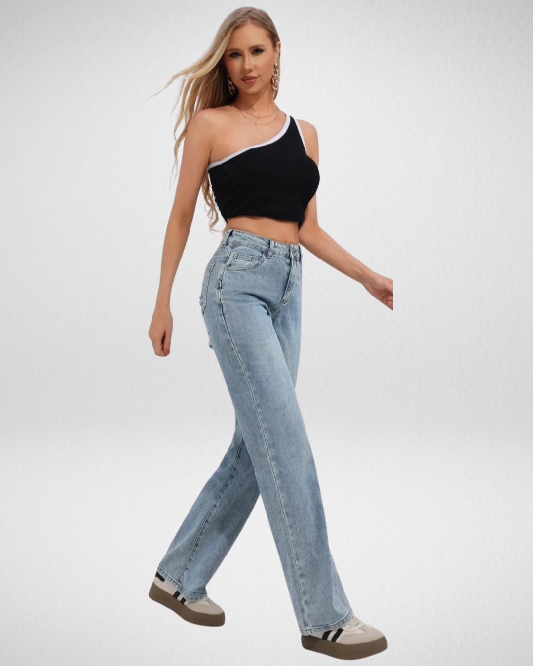Hello miss - Wide leg jeans scratch pocket I Blauw