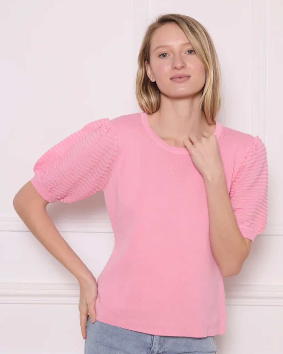 Ribble mouw truitje I Roze