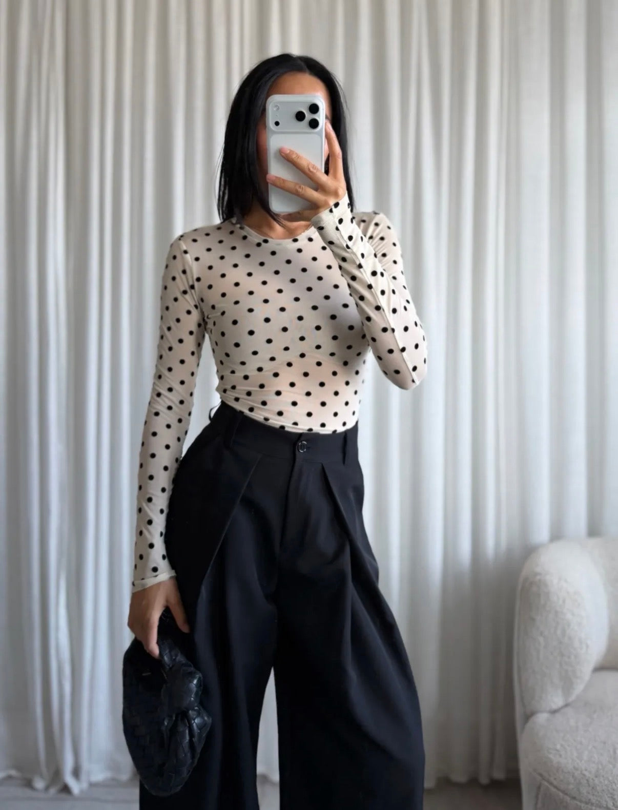 Lace top dots | Creme
