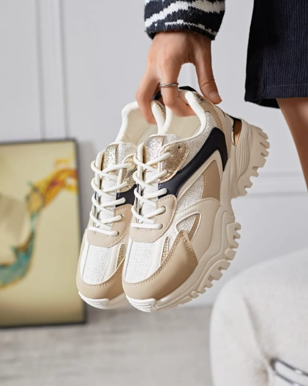 Sneakers I Beige/Zwart