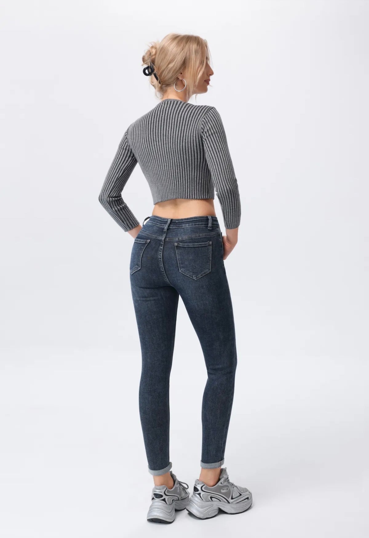 Skinny jeans Mid-Waist | Donker Blauw