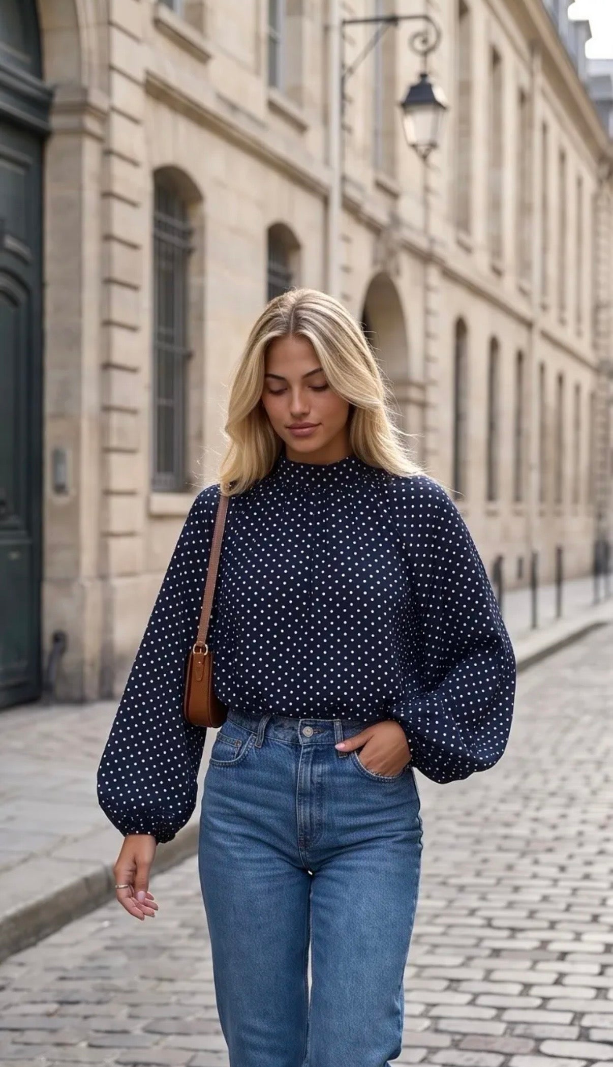 Blouse dots pofmouw I Navy