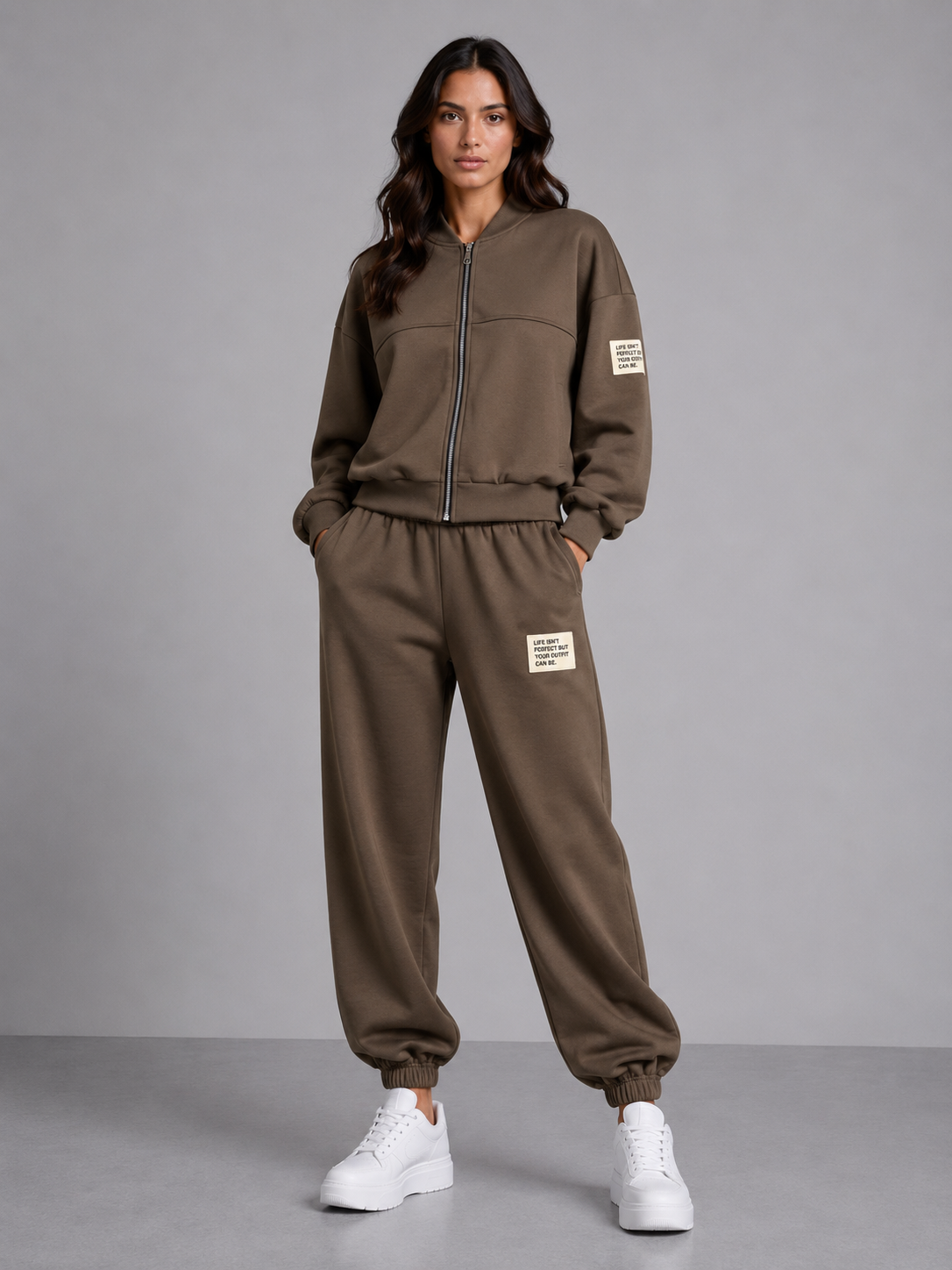 Comfy set badge Vest I Taupe donker