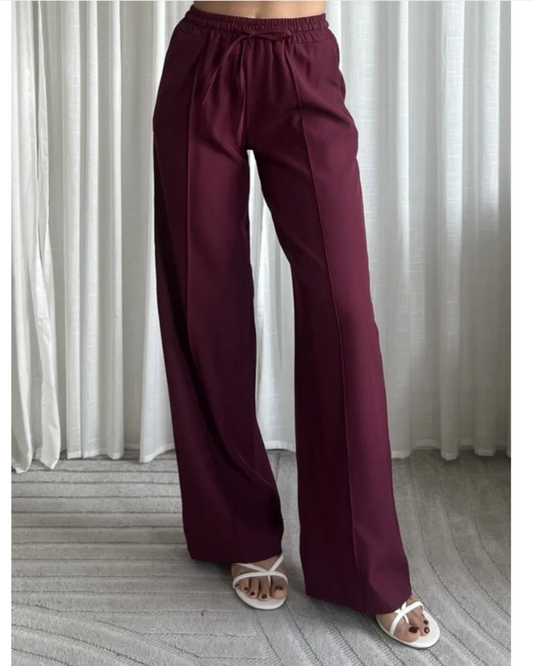 Broek Comfy Wide-Leg | Bordeau