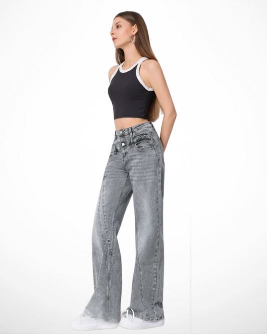 Hello miss Wide-Leg Dubbel zak | Grijs