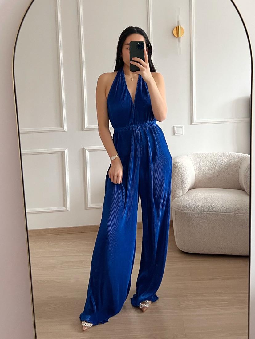 Jumpsuit halsband Ribbels I Navy