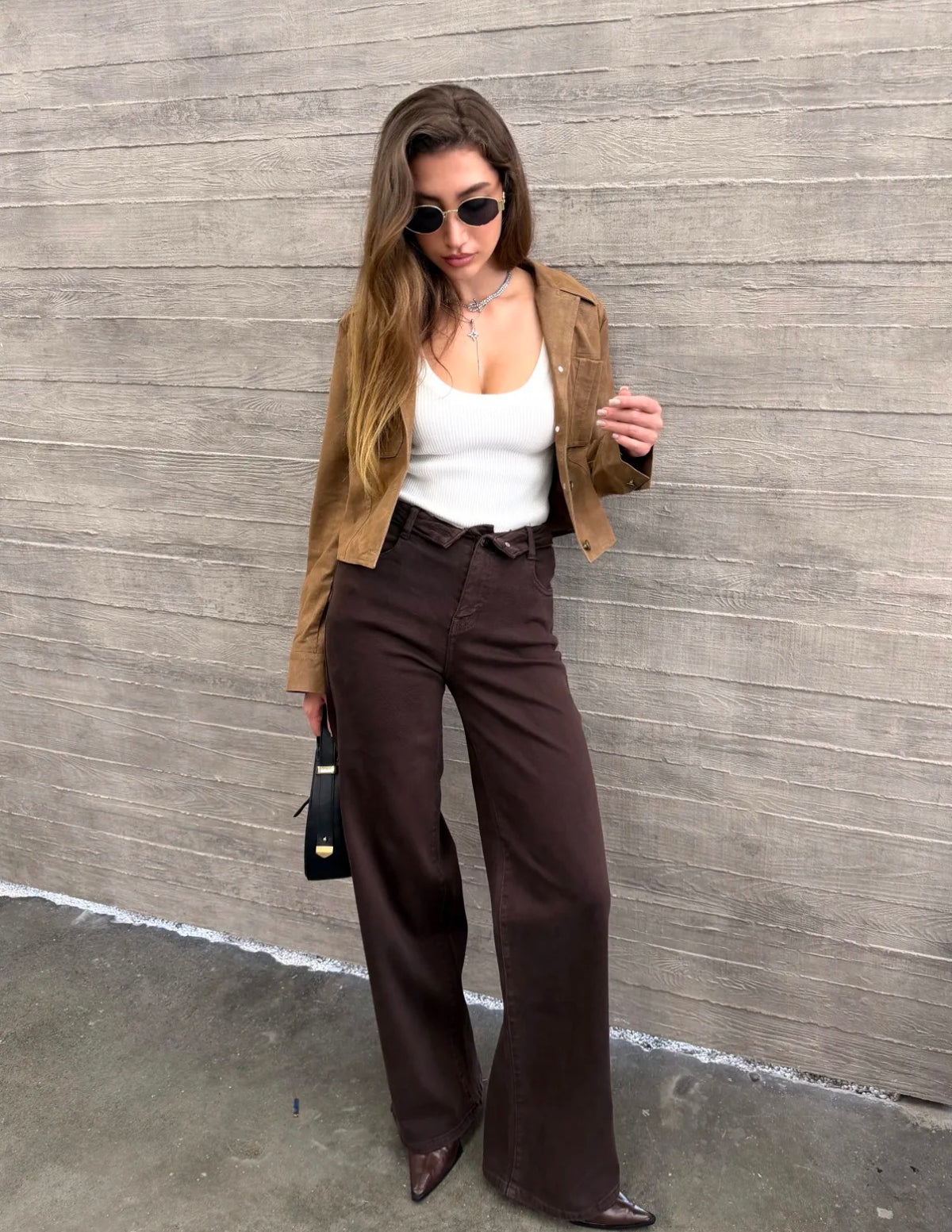 Wide-Leg folded Jeans | Bruin