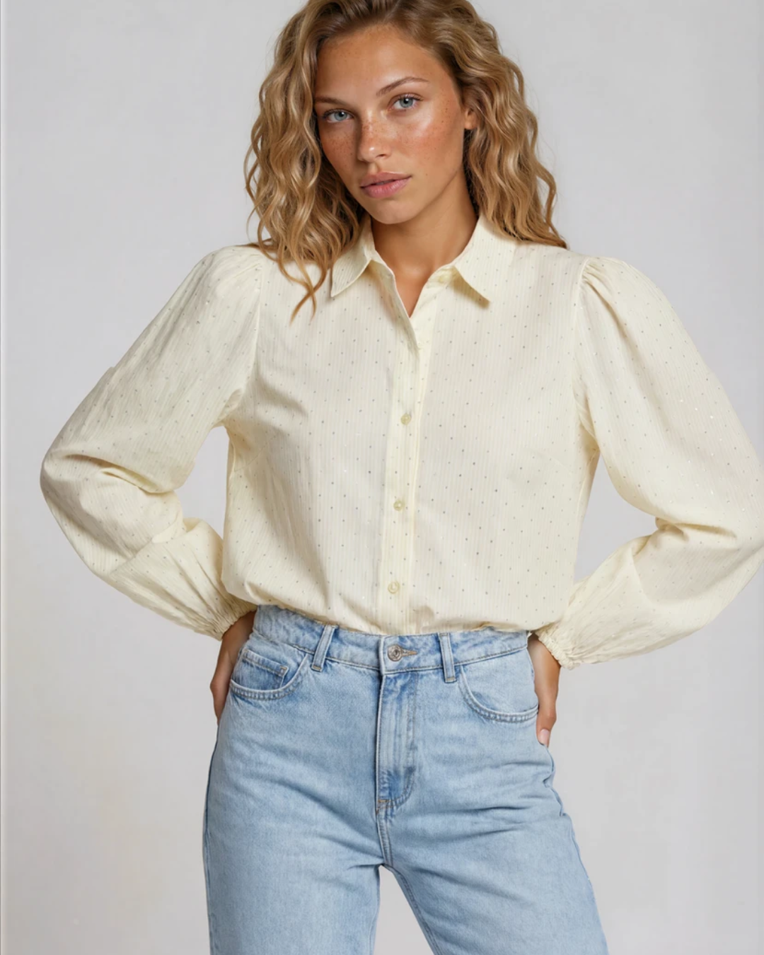 Blouse Glitter I Geel