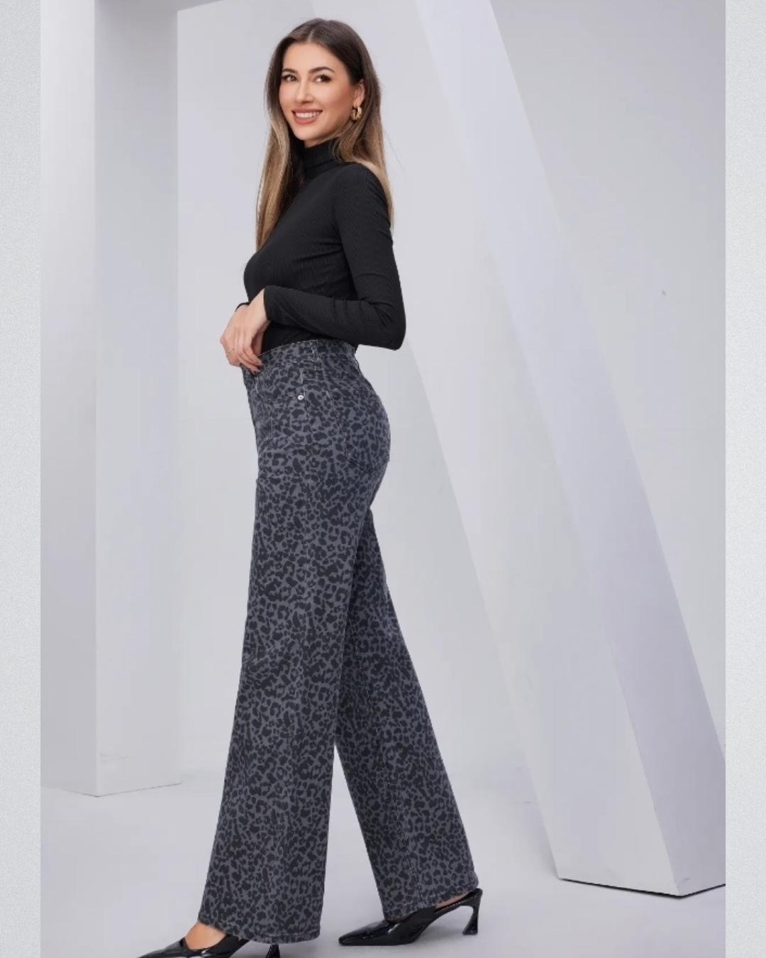 Wide-Leg Leopard print | Grijs