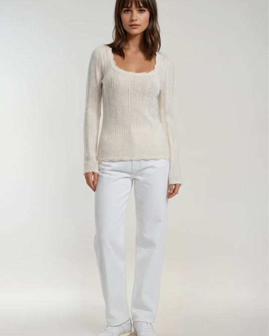 V-hals kartel kraag | Beige