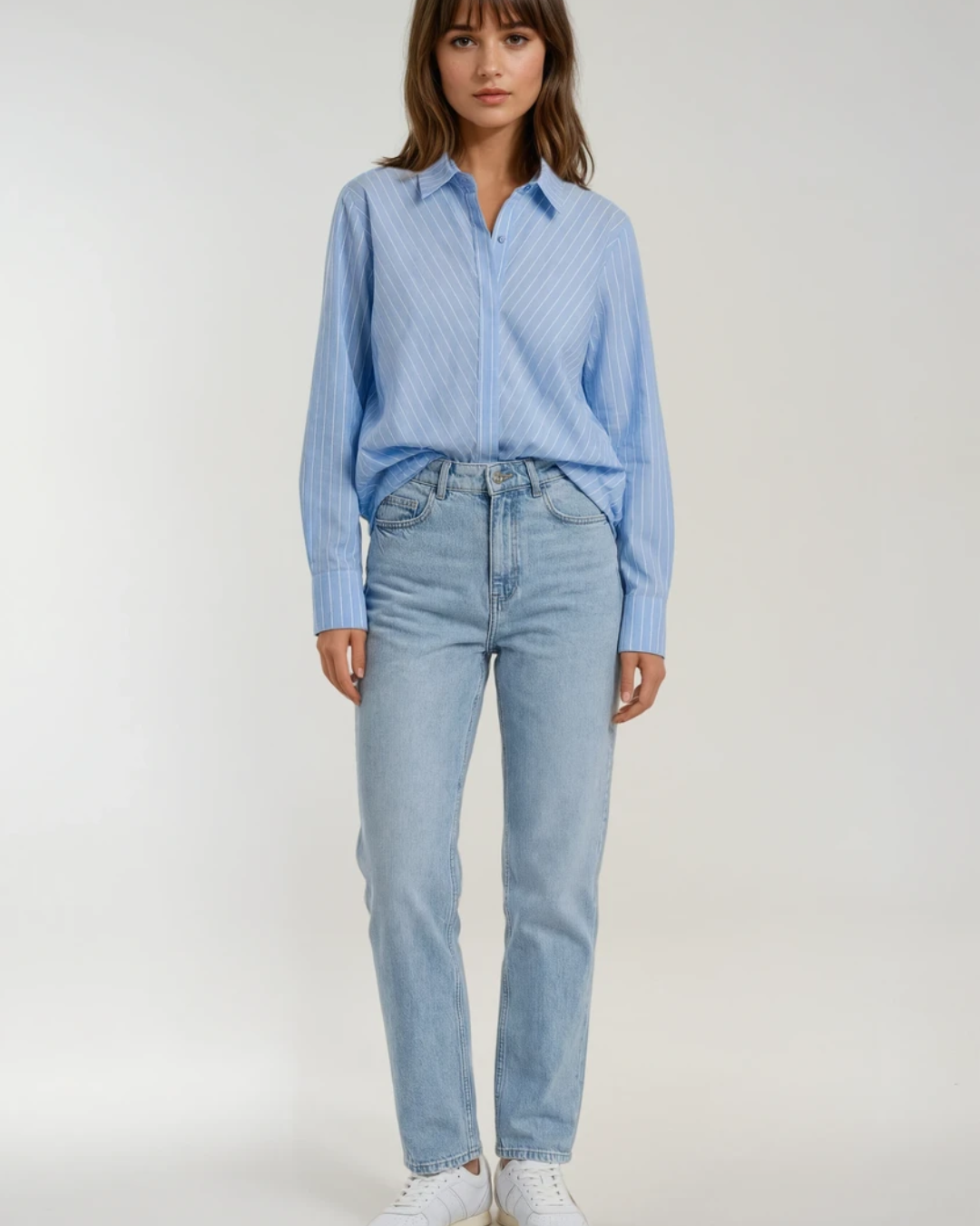 Blouse Krijtstreep | Licht Blauw