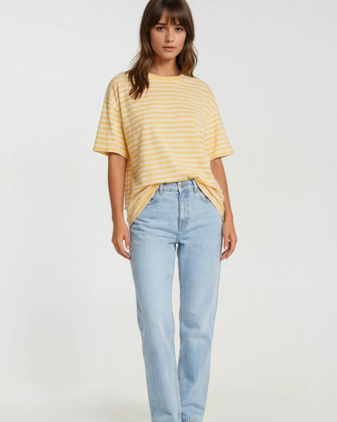 T-shirts Streep oversized | Geel