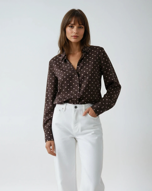 Blouse Stippe | Bruin