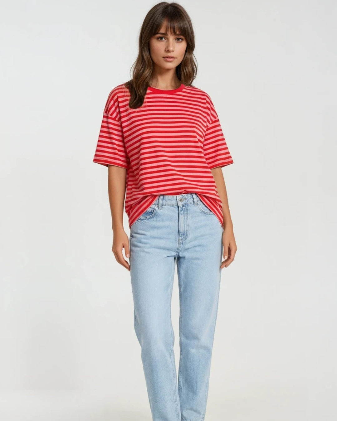 T-shirts Streep oversized | Rood