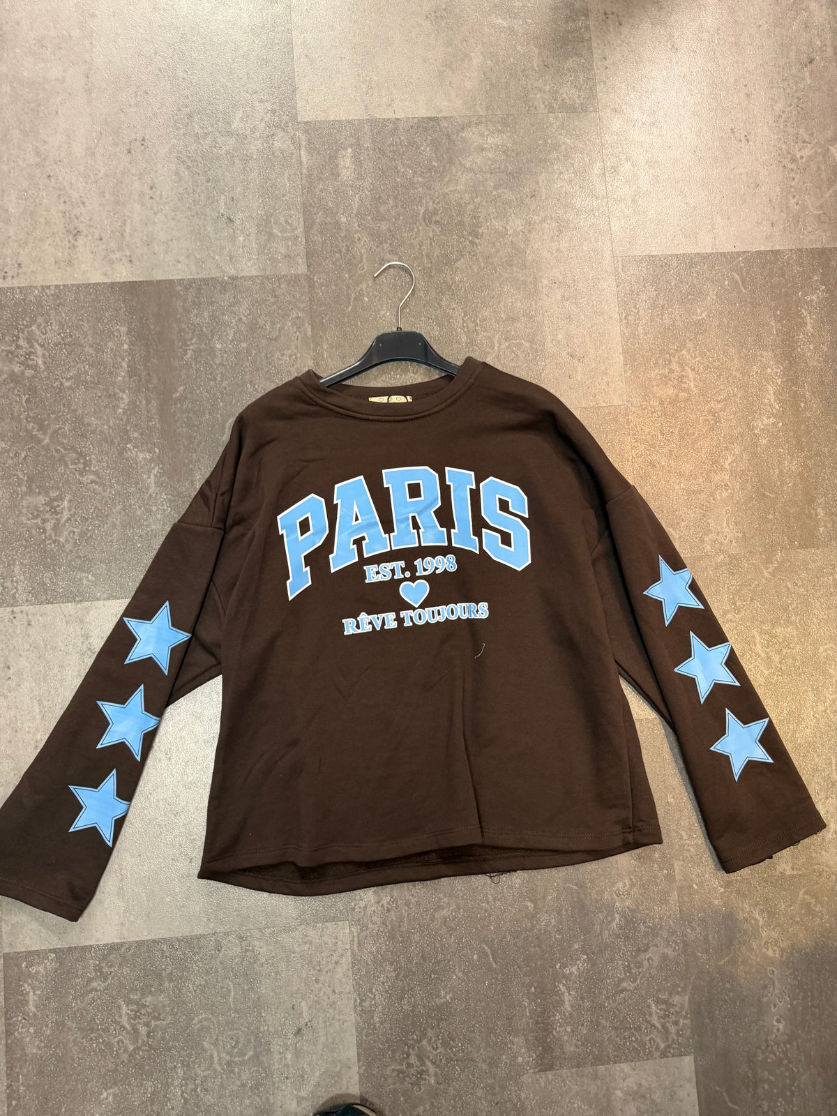 Sweater longsleeve Paris  I Bruin/Blauw