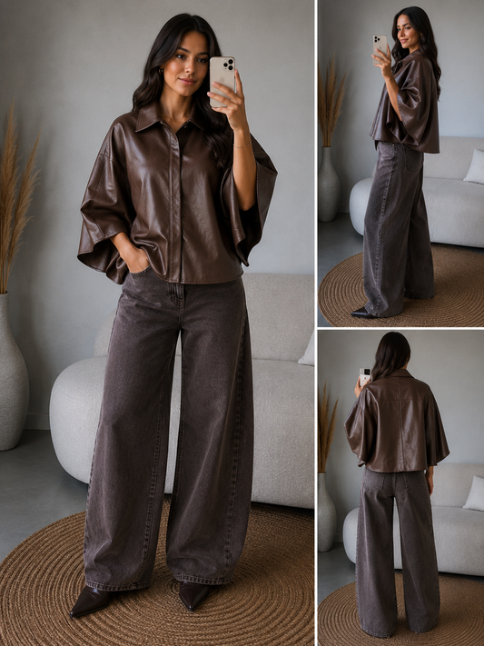 Trenchcoat Leatherlook | Bruin