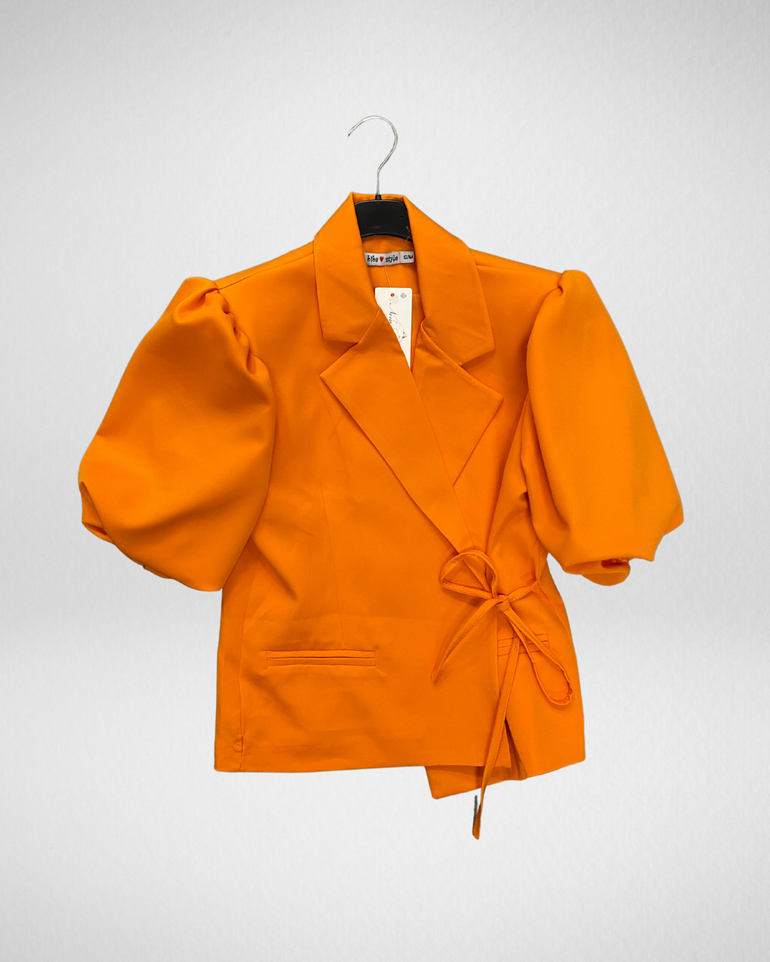 Blazer met strikje korte mouw I Oranje