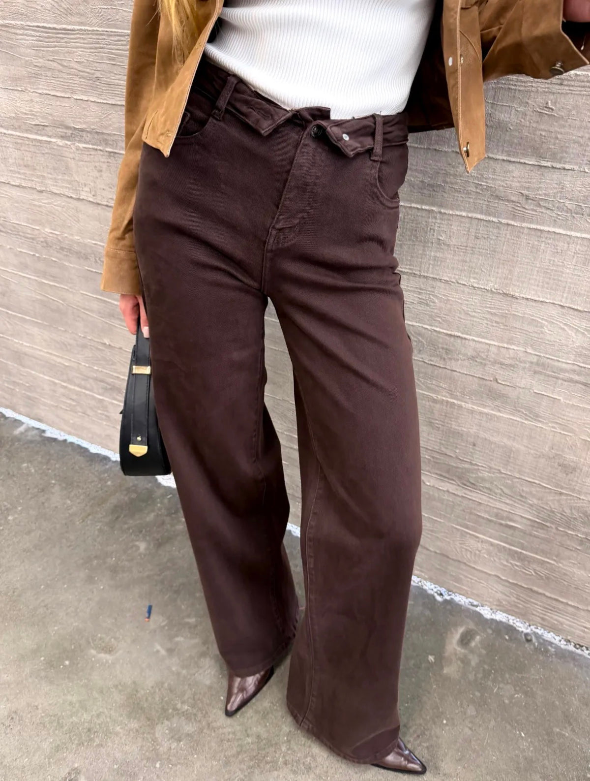 Wide-Leg folded Jeans | Bruin