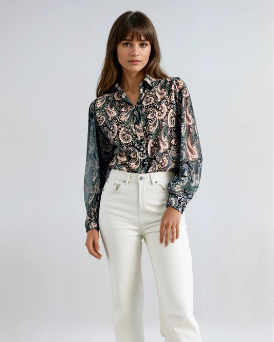 Blouse Flamant New Print | Groen
