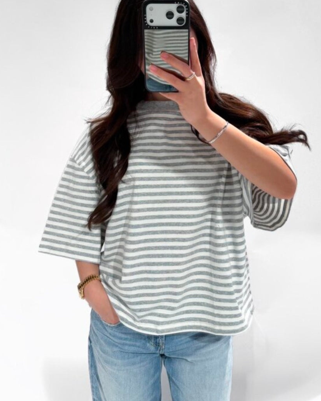 T-shirts kortemouw | Grijs Streep