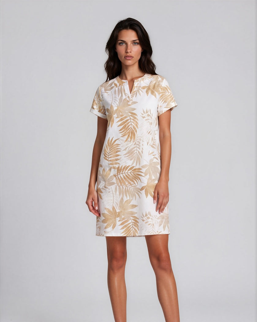 Tuniekje/ Jurk Gimme richery Bloem I Goud/Beige