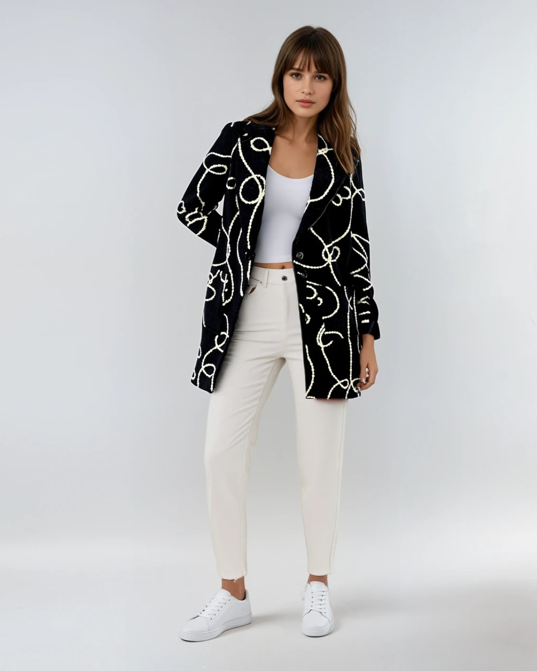 Trenchcoat Lang Stripes | Zwart