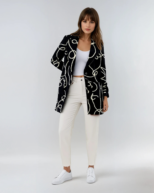 Trenchcoat Lang Stripes | Zwart