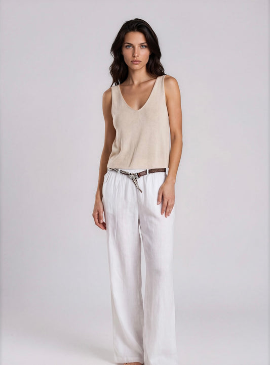 Broek Linnen riem I Wit