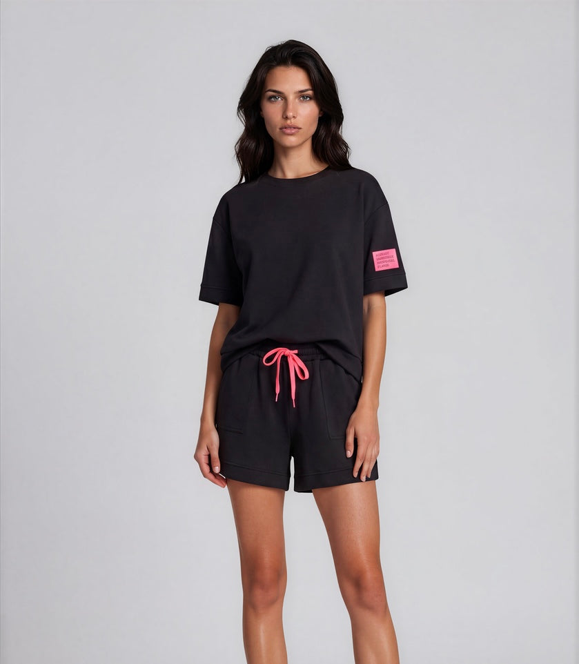 Comfy set badge summer I Zwart / Rose