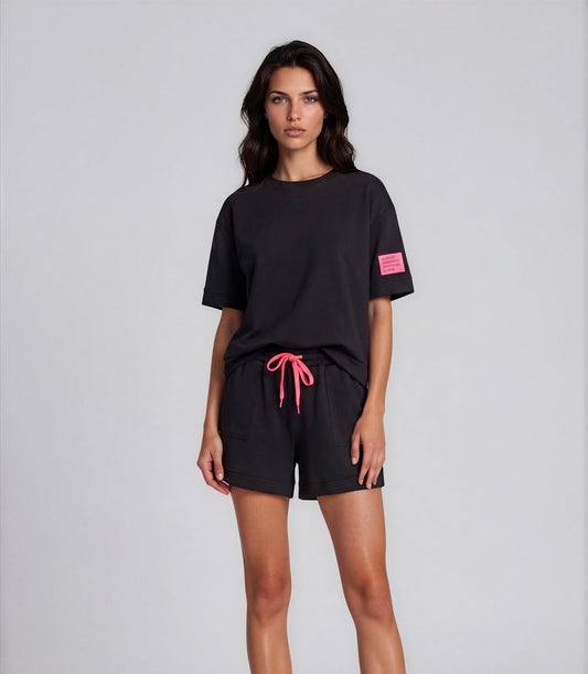 Comfy set badge summer I Zwart / Rose