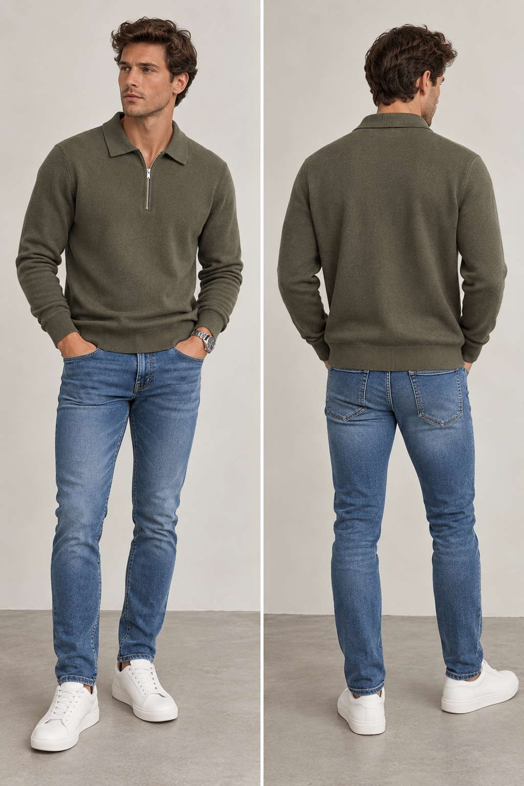 Heren Trui James Halfzip| Groen Army