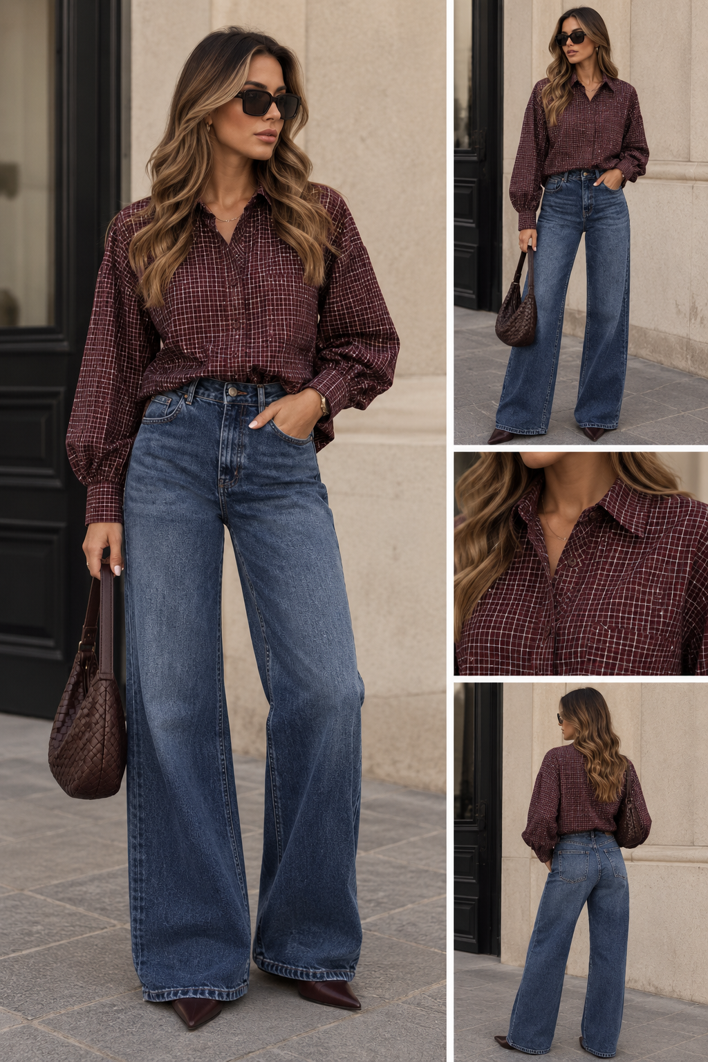 Blouse Ruit balloon glitter I Bordeaux