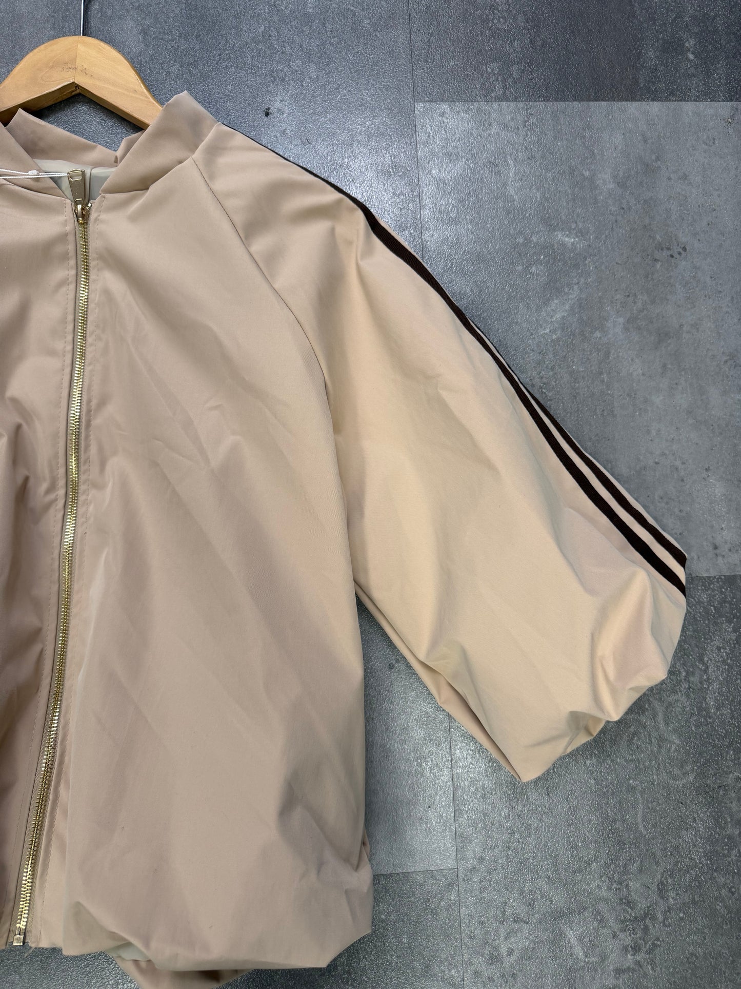 Bomber jasje 7/8 mouw | Beige/Bruin