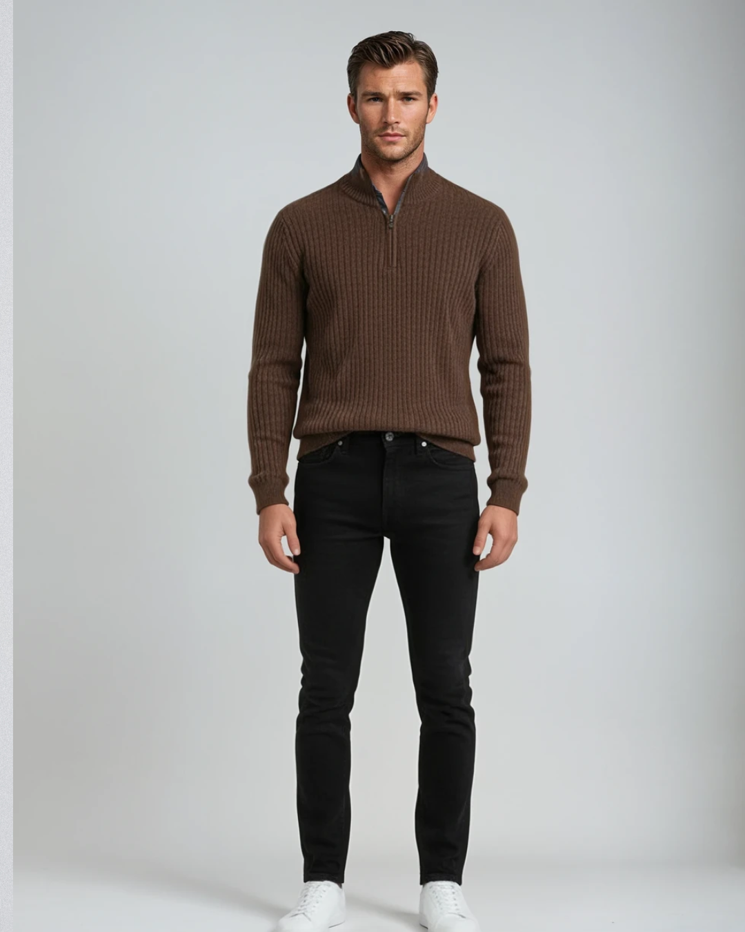 Trui Indigo Inhunch 1/2 Zip| Brown