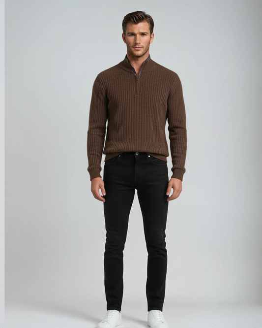 Trui Indigo Inhunch 1/2 Zip| Brown