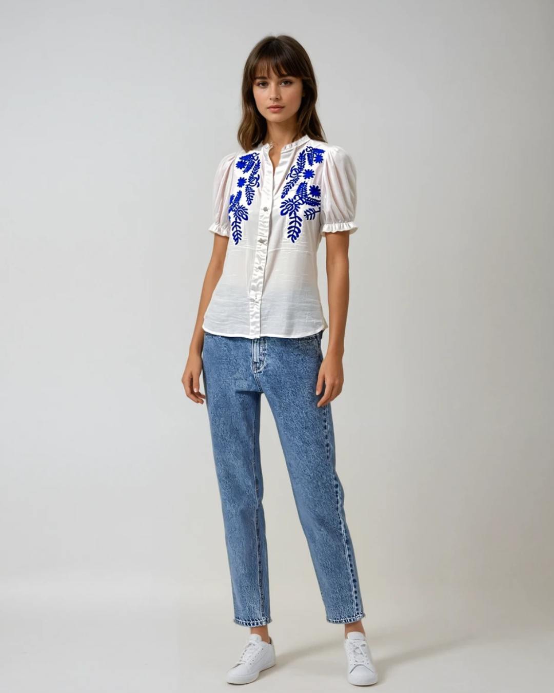 Blouse rond hals | Wit