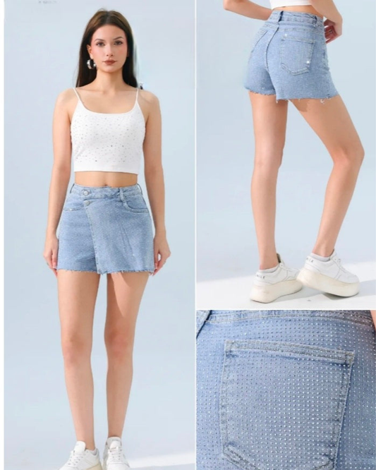 Skortje Jutta | Jeans Blauw Strass