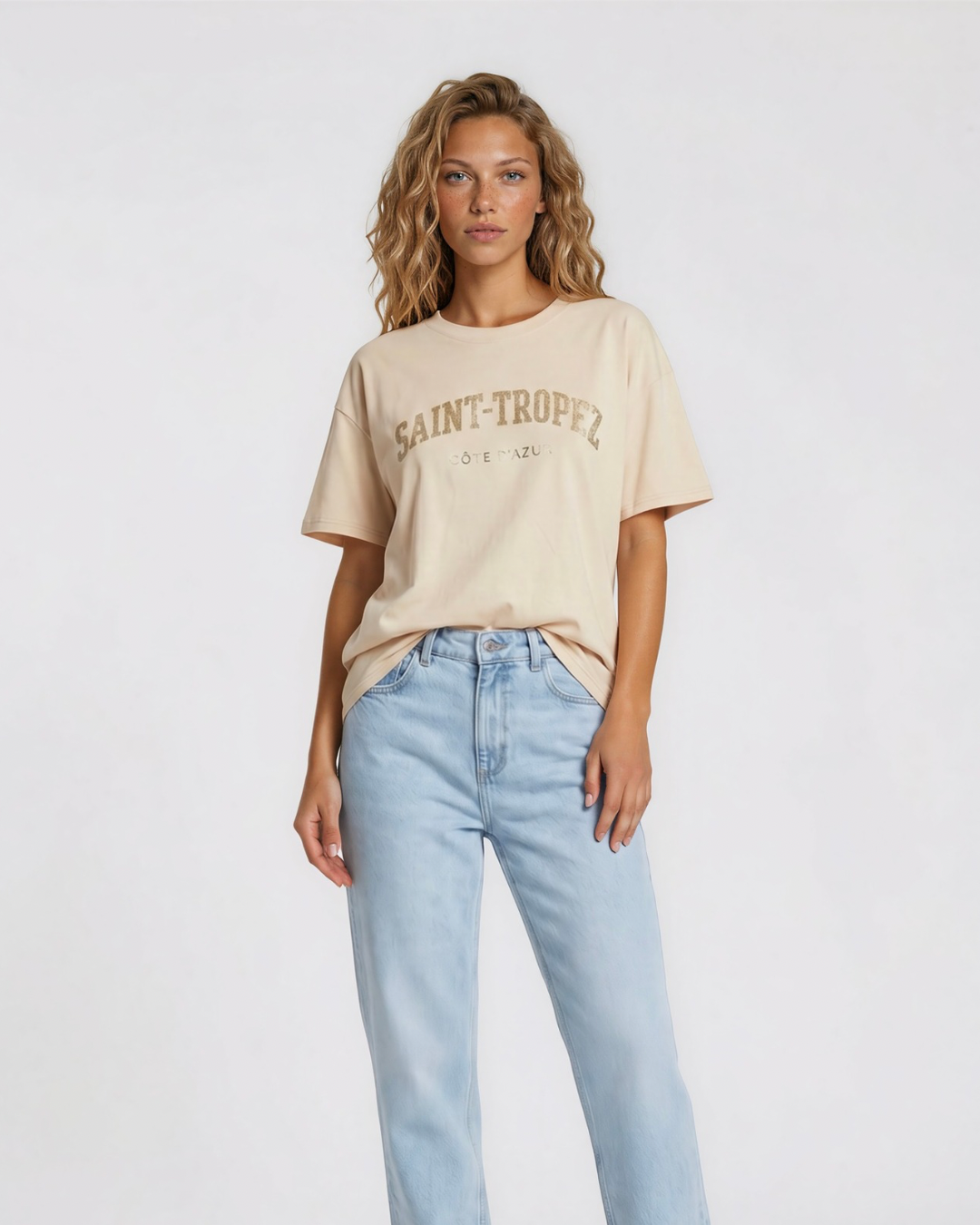 Saint Tropes T-shirt beige I Goud
