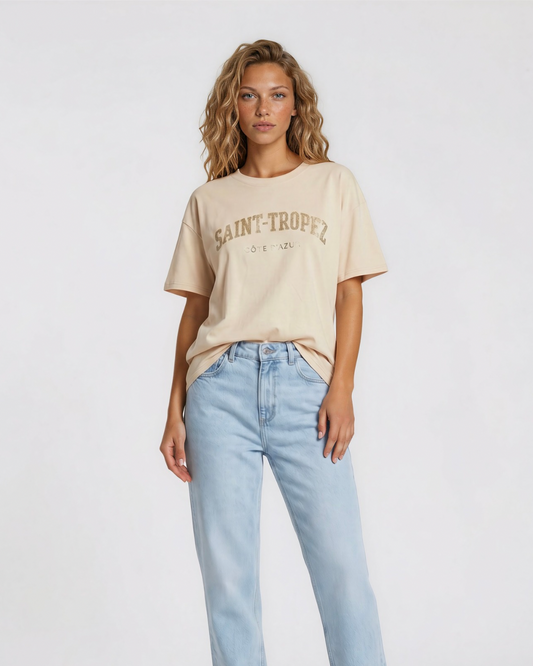 Saint Tropes T-shirt beige I Goud